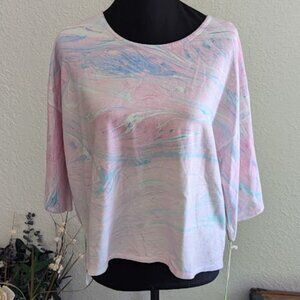 Devala Unicorn Marble Split Sleeve Shirt - XL